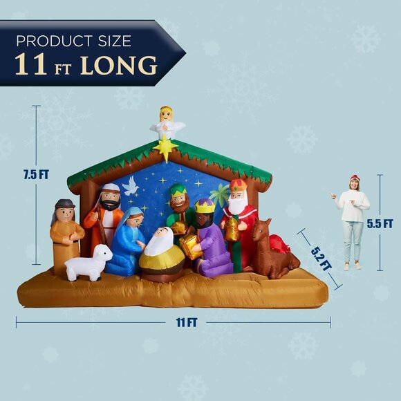 ⚡11 FT Christmas Inflatables Nativity 3 Sets Blow Up Yard Outdoor Decorations - Picture 2 of 8